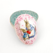 3-1/2" Peter Rabbit Strawberry Papier Mache Easter Egg Container ~ Germany